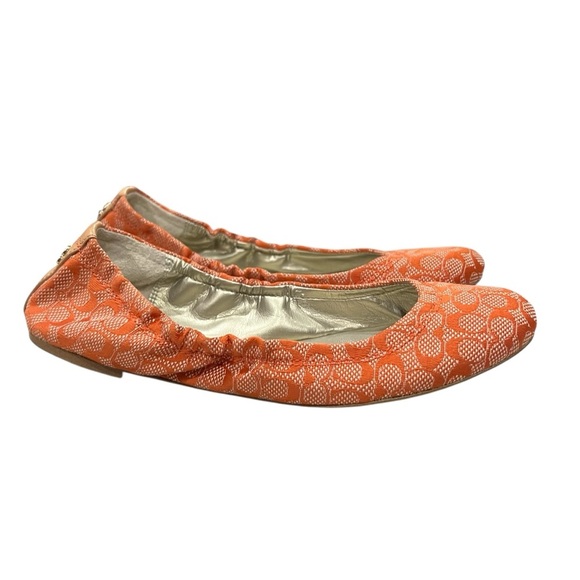 Coach Women’s 6.5 Orange Logo Ballet Flats Slip On Shoes S5 - Picture 2 of 7